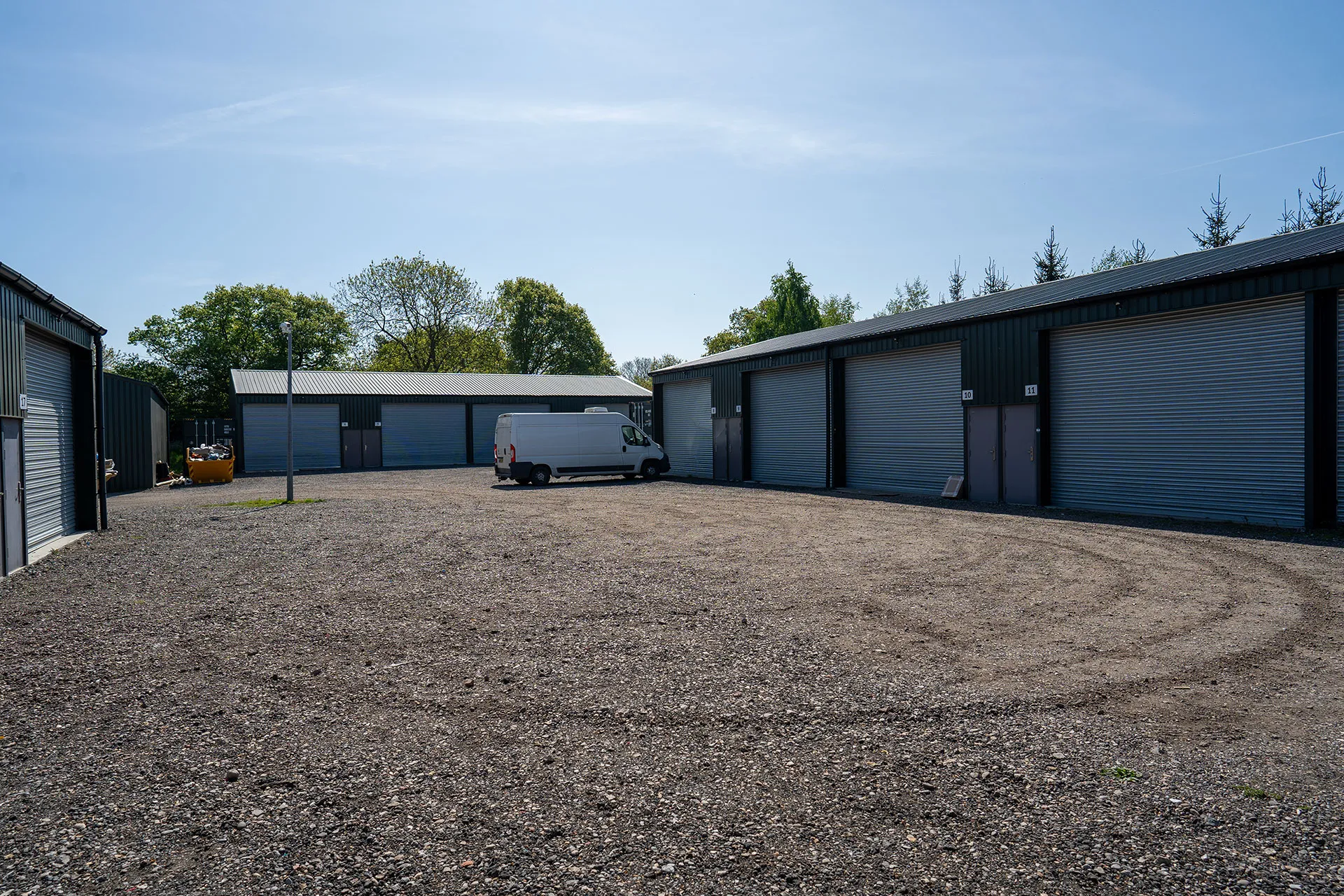 Outside a storage lot showing the size and space of the unit at TGF Storage